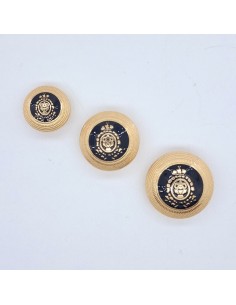 Botón escudo negro filo dorado | Mercería Alfambra
