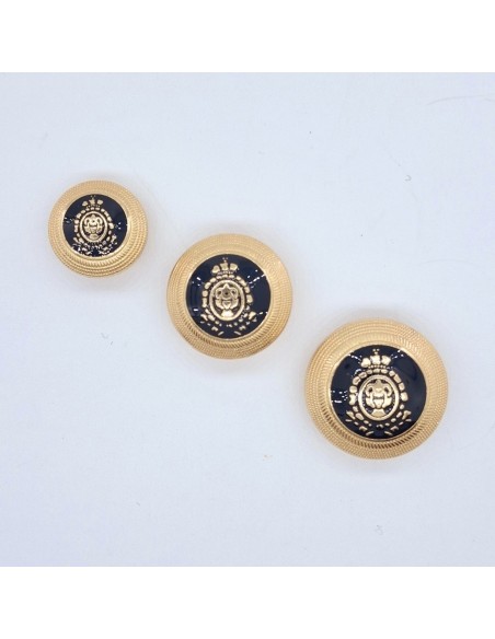 Botón escudo negro filo dorado | Mercería Alfambra