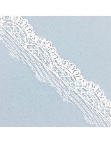 Encaje tul bordado blanco roto 3 cms | Mercería Alfambra