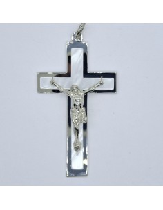 Cruz con Cristo Plata y nacar | Mercería Alfambra