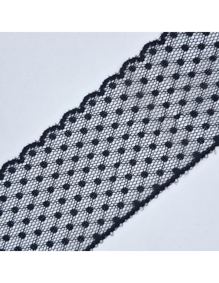 Encaje nylón negro plumeti 5 cm.