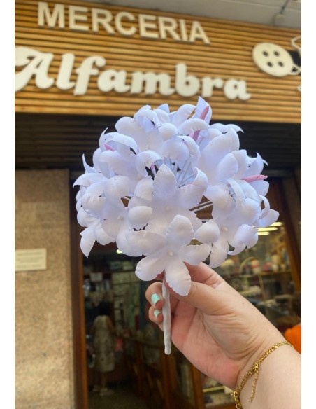 Pomo flores tela biznaga redonda.