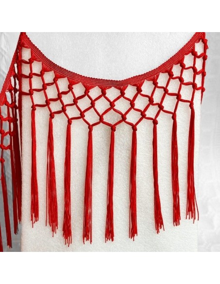 Fleco enrejado nudos rojo 30 cm