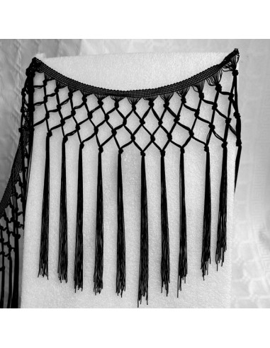 Fleco nudos enrejado calado negro 30 cm.