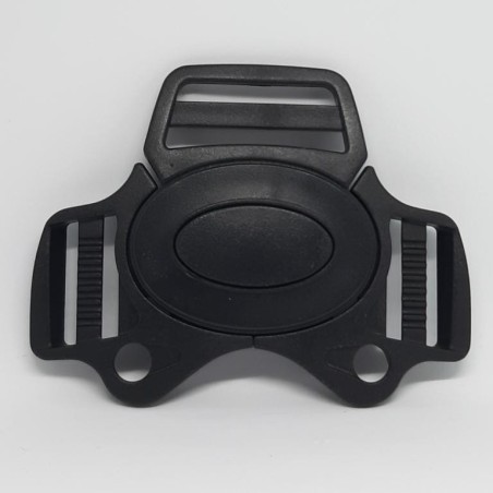 Cierre broche de plástico negro con 3 cintas.