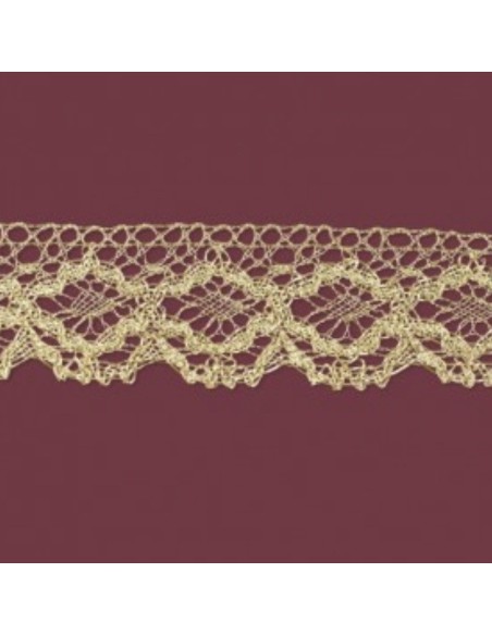 Encaje dorado metalizado 4 cm | Mercería Alfambra