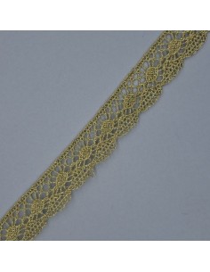 Puntilla encaje bolillo metalizado dorado 18 mm.