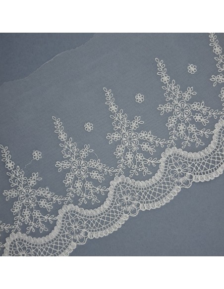 Encaje tul Bordado Blanco roto 16 cm Ceremonias | Mercería Alfambra