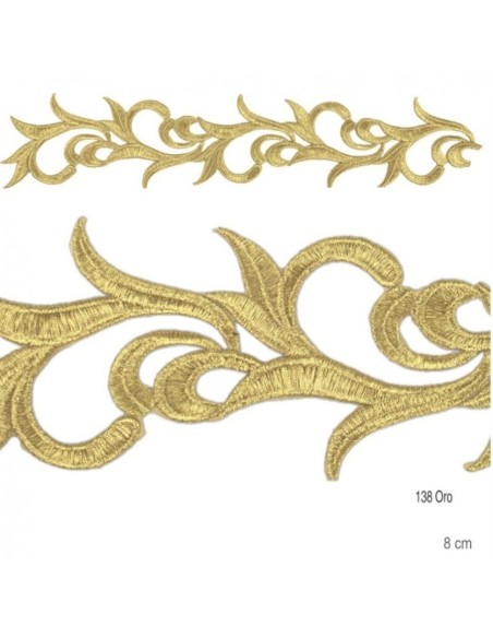Pasamanería dorada metalizada termoadhesiva 8 cm.