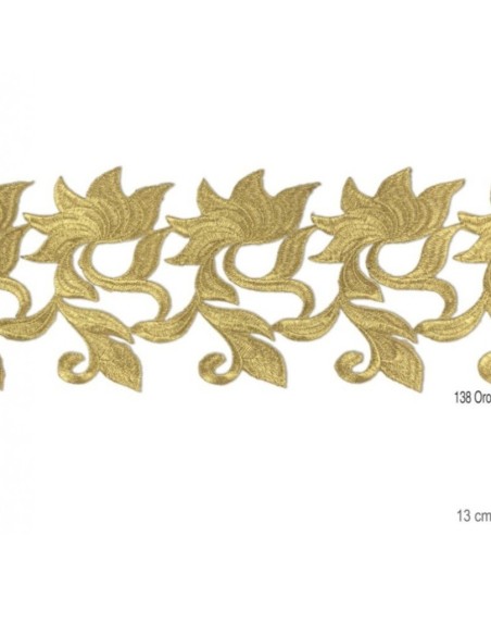 Galón pasamanería dorado metalizado 13 cm.