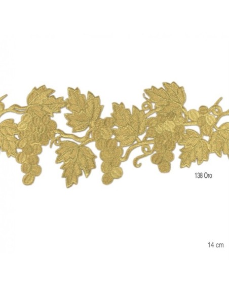 Galón dorado metalizado uvas 14 cm.