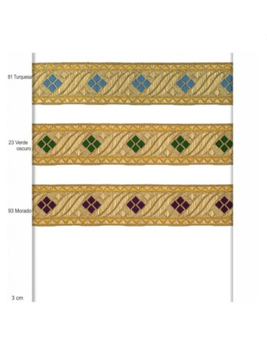 Galón metalizado oro con color de 3 cm