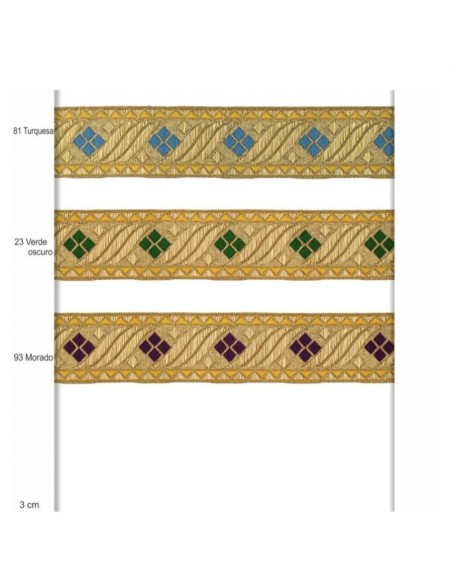 Galón metalizado oro con color de 3 cm