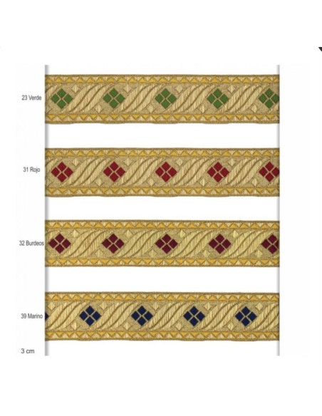 Galón metalizado dorado con color