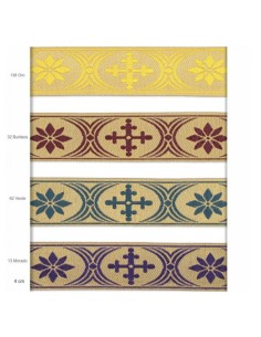 Galón Tejido Cruz oro y color | Mercería Alfambra