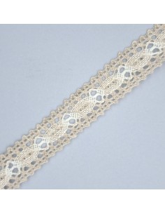 Entredos encaje bolillo bicolor lino y beige de 22mm.