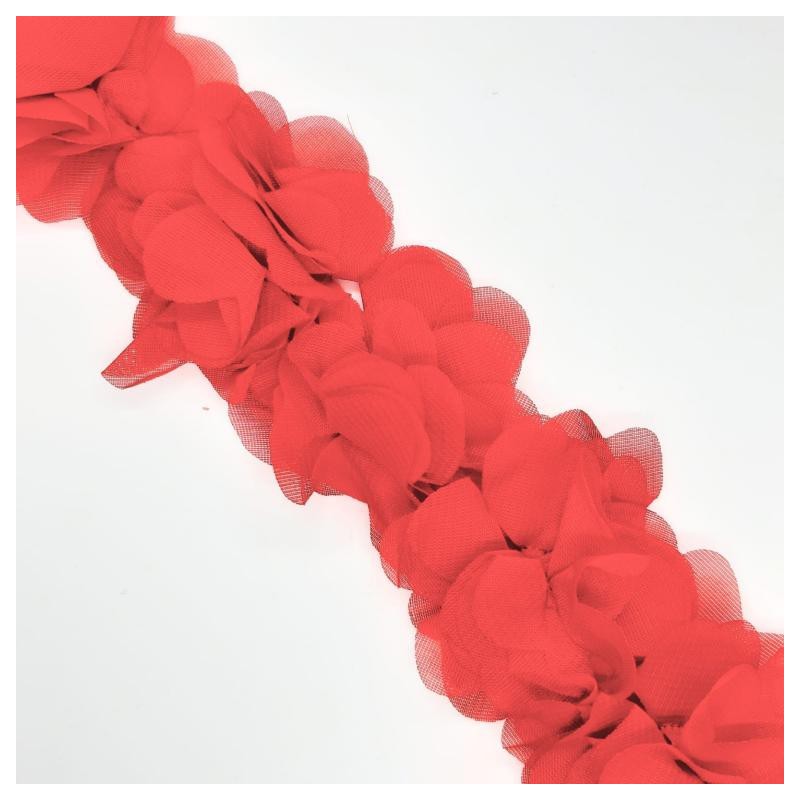 Tira flores organdí rojo