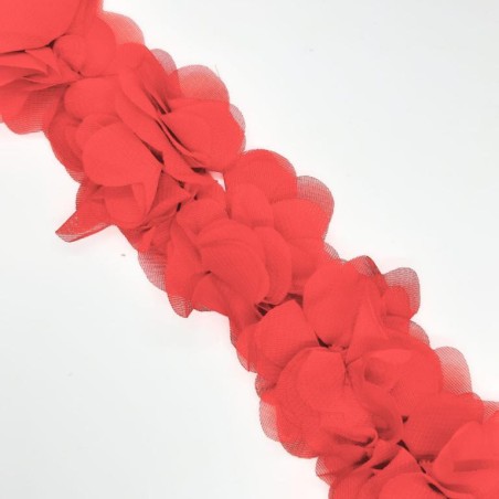 Tira flores organdí rojo