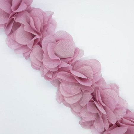 Tira flores organdí rosa palo