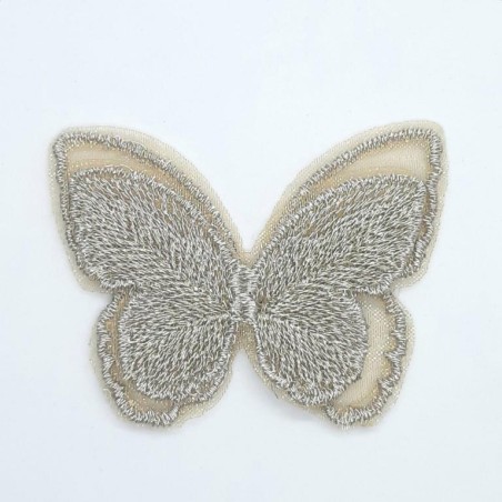 Aplique mariposa brillo decorativo beige