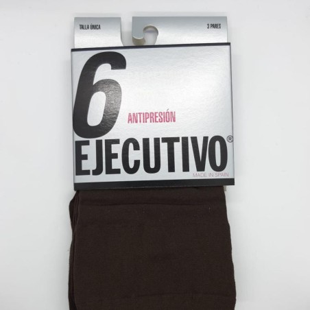 Calcetín ejecutivo corto a media pierna marrón antipresión.