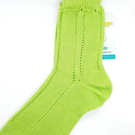 Calcetín niños perlé calado verde pistacho Condor
